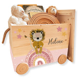 Spielzeugkiste Löwe Regenbogen Rosa