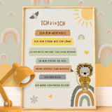 Kinderzimmer Poster A3 Affirmationen Blau
