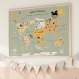 Entdecker-Poster mit Tieren & Kontinenten (50x70 cm) Grün