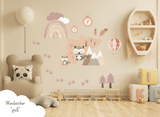 Wandsticker " Waschbär Rosa " klein