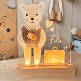 Süße Nachtlichtlampe aus Acrylglas "Teddy Reisen"