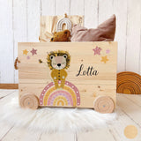 Spielzeugkiste Löwe Regenbogen Rosa