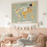 Entdecker-Poster mit Tieren & Kontinenten (50x70 cm) Grün