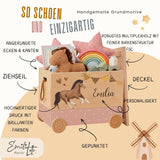 Spielzeugkiste Pferd mit Namen aus Holz