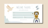 Taufe-Geschenkgutschein Löwe Regenbogen Blau