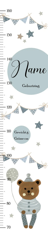 MESSLATTE " TEDDY " hellblau 70-160CM