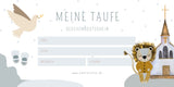 Taufe-Geschenkgutschein Löwe Blau