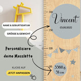 MESSLATTE " TEDDY " hellblau 70-160CM