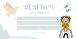 Taufe-Geschenkgutschein Löwe Regenbogen Blau