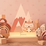 Nachtlichtlampen aus Acrylglas Waschbär Rosa