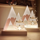 Nachtlichtlampen aus Acrylglas Waschbär Rosa