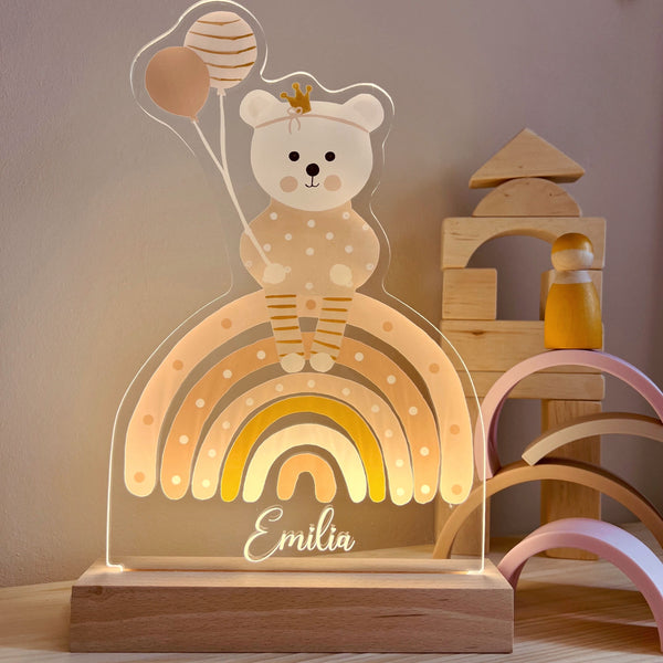 Süße Nachtlichtlampen aus Acrylglas Teddy Rosa