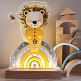 Nachtlichtlampen aus Acrylglas Löwe Regenbogen Blau