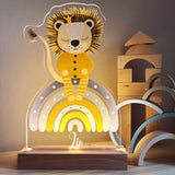 Nachtlichtlampen aus Acrylglas Löwe Regenbogen Blau