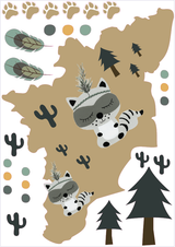 Wandsticker " Waschbär Blau " klein