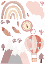 Wandsticker " Waschbär Rosa " klein