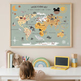 Entdecker-Poster mit Tieren & Kontinenten (50x70 cm) Grün