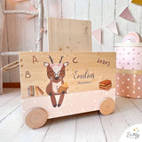 Spielzeugkiste "Bücher Reh" Rosa