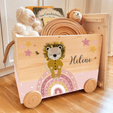 Spielzeugkiste Löwe Regenbogen Rosa