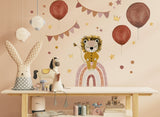 Wandsticker Löwe rosa