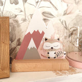 Nachtlichtlampen aus Acrylglas Waschbär Rosa