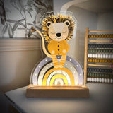 Nachtlichtlampen aus Acrylglas Löwe Regenbogen Blau