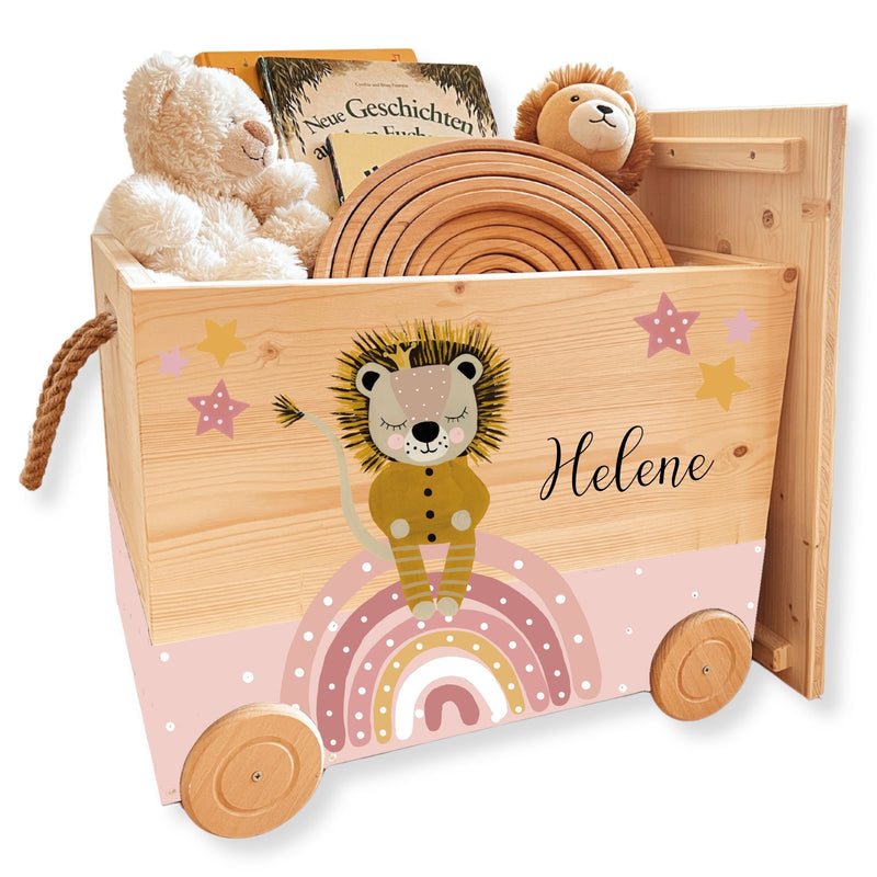 Spielzeugkiste Löwe Regenbogen Rosa