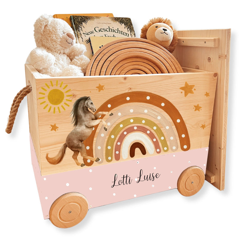 Spielzeugkiste Pferd mit Regenbogen