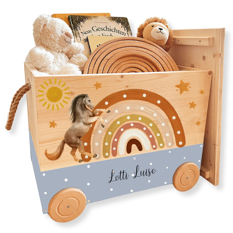 Spielzeugkiste Pferd mit Regenbogen