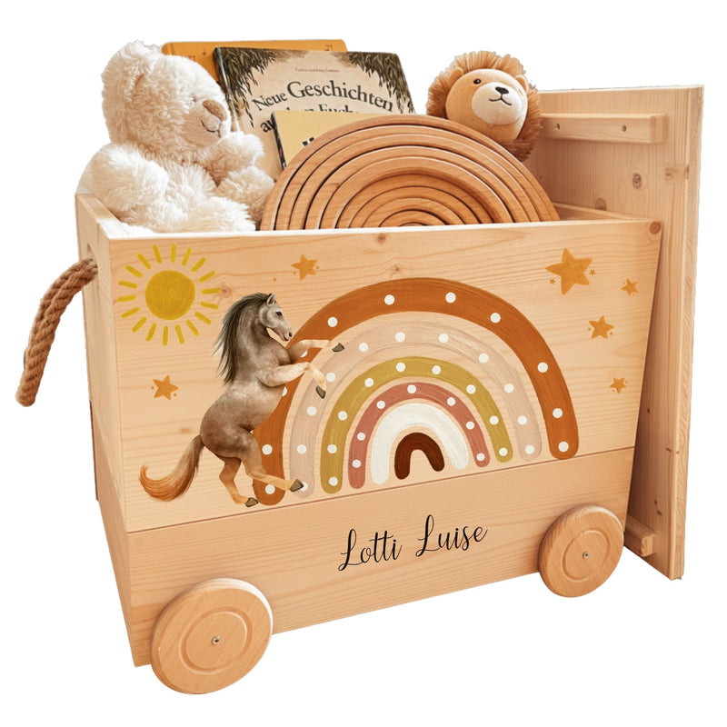 Spielzeugkiste Pferd mit Regenbogen