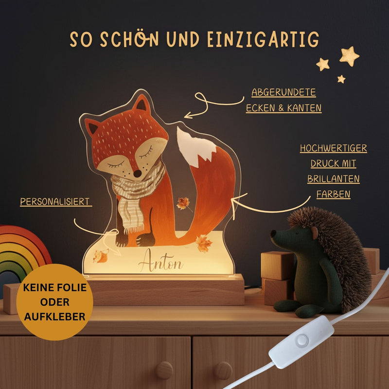 Nachtlichtlampe personalisiert aus Acrylglas Fuchs