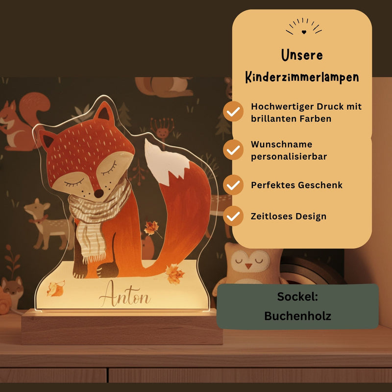 Nachtlichtlampe personalisiert aus Acrylglas Fuchs