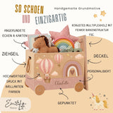 Spielzeugkiste Fantasy Rosa mit Namen aus Holz