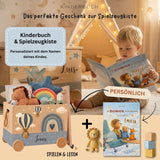 Spielzeugkiste Fantasy Blau mit Namen aus Holz