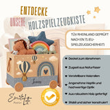Spielzeugkiste Fantasy Blau mit Namen aus Holz