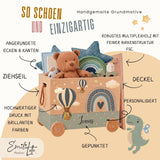 Spielzeugkiste Fantasy Blau mit Namen aus Holz