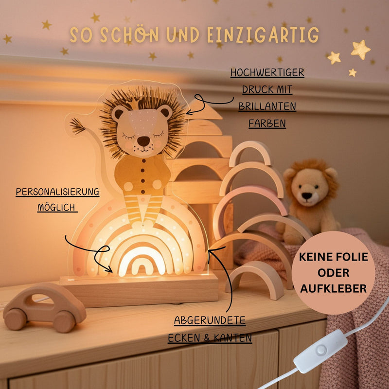 Nachtlichtlampen aus Acrylglas Löwe Rosa