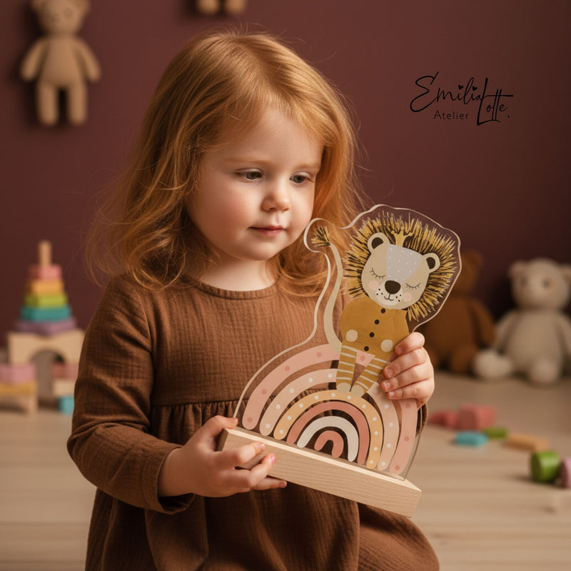 Nachtlichtlampen aus Acrylglas Löwe Rosa