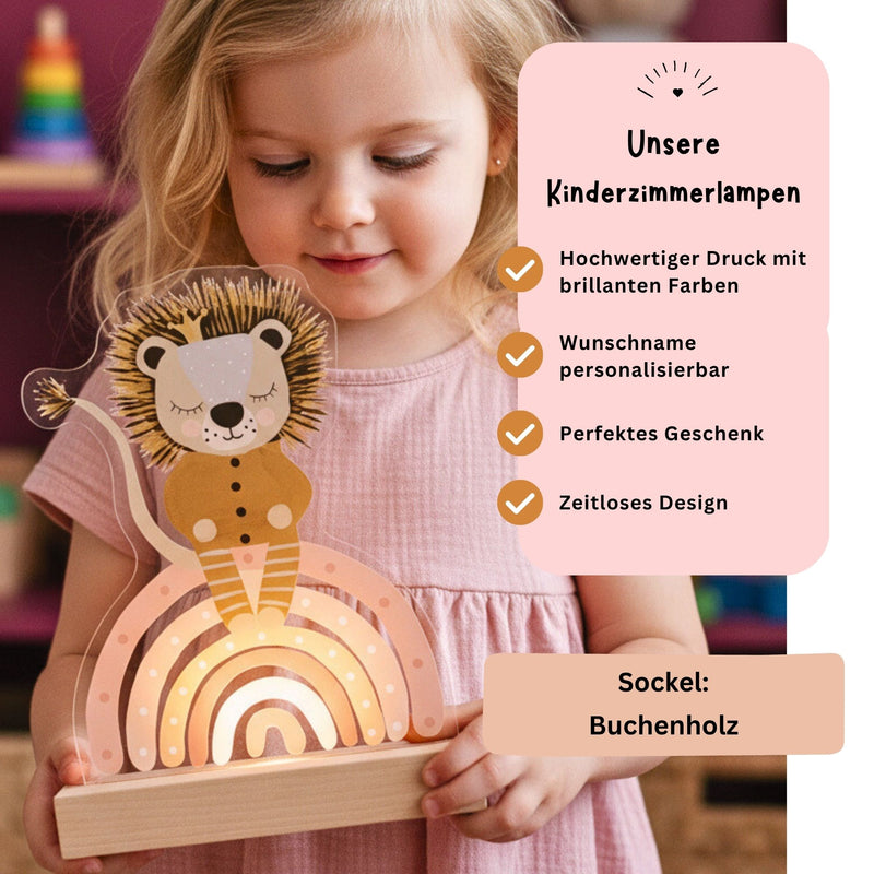 Nachtlichtlampen aus Acrylglas Löwe Rosa