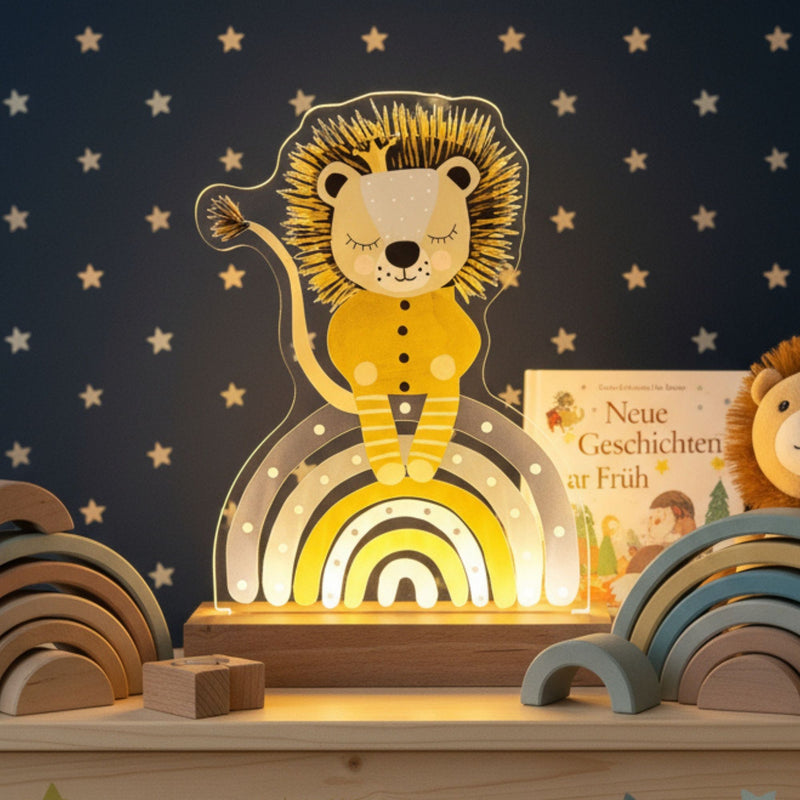 Nachtlichtlampen aus Acrylglas Löwe Regenbogen Blau