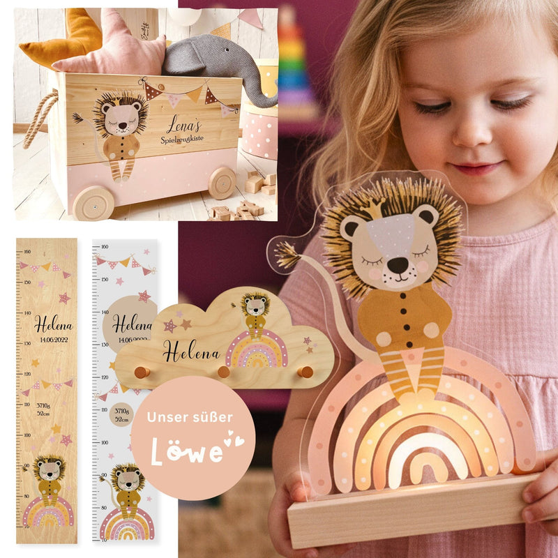 Spielzeugkiste Löwe Regenbogen Rosa
