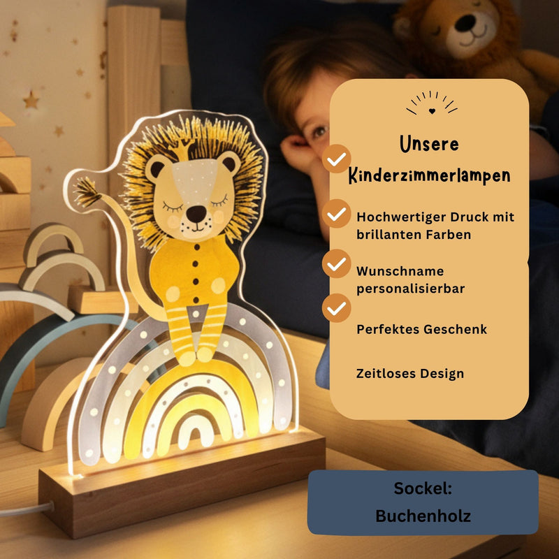 Nachtlichtlampen aus Acrylglas Löwe Regenbogen Blau