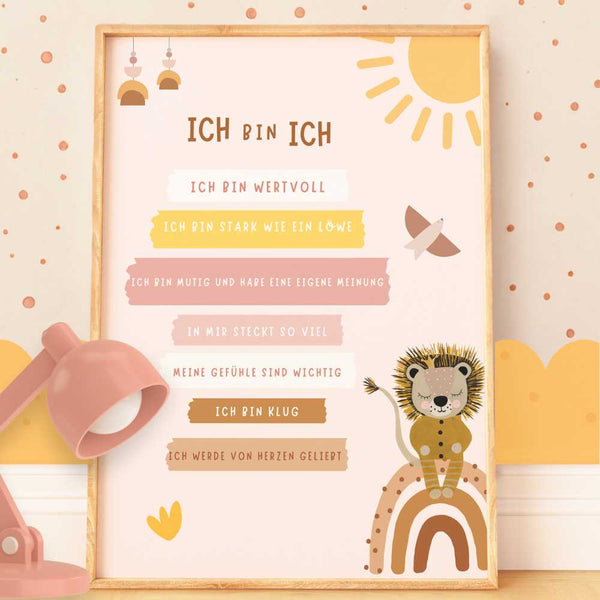 Poster A3 Affirmationen für Kinder Rosa