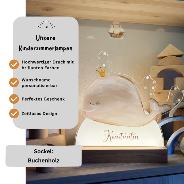 Kinderzimmerlampe Wal Blau