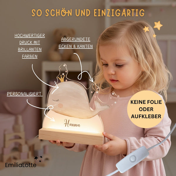 Süße Nachtlichtlampen aus Acrylglas Wal Rosa