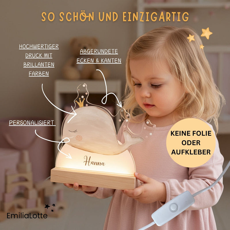 Süße Nachtlichtlampen aus Acrylglas Wal Rosa