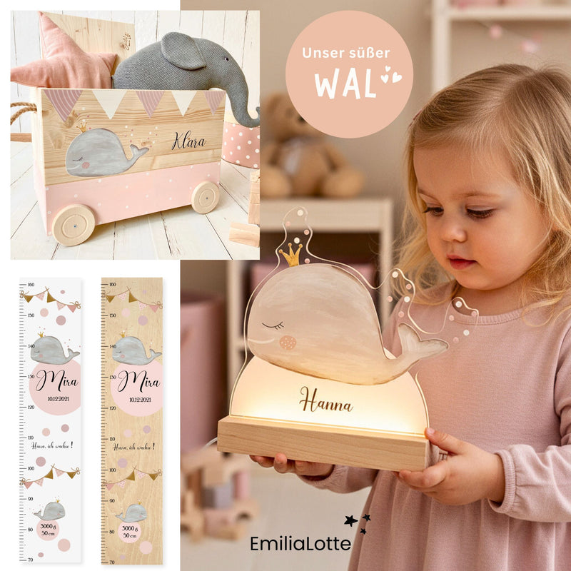 Süße Nachtlichtlampen aus Acrylglas Wal Rosa