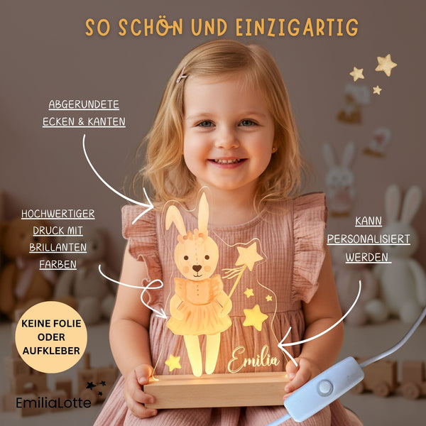 Nachtlichtlampe aus Acrylglas Hase Rosa