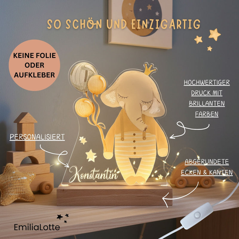 Nachtlichtlampe aus Acrylglas Elefant