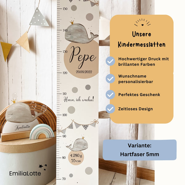 MESSLATTE " WAL " hellblau 70-160CM dusty green